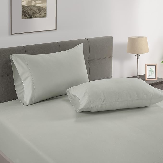 Lane Linen 100% Organic Cotton Pillow Cases Standard Size Set of 2 (20"x26") - Cotton Pillowcases Standard Size - Soft Sage Green Pillow Cases Set of 2 - Standard Pillow Case Pack of 2 - Mineral