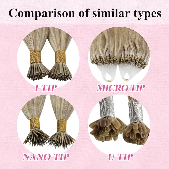 YoungSee Micro Beads Hair Extensions Blonde Microlink Hair Extensions Highlight Blonde with Golden Blond Bead Extension Human Hair for Long Hair 24Inch 50g 50s Natural Hair Extension
