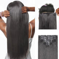 LUVME 0.59mm Zero Trace Invisible Clip in Hair Extensions, Silky Straight 7 Pcs 100g 18 Inch, 100% Real Human Hair Clip Ins, Seamless Invisible Weft with Soft Silky Movement for Work & Travel