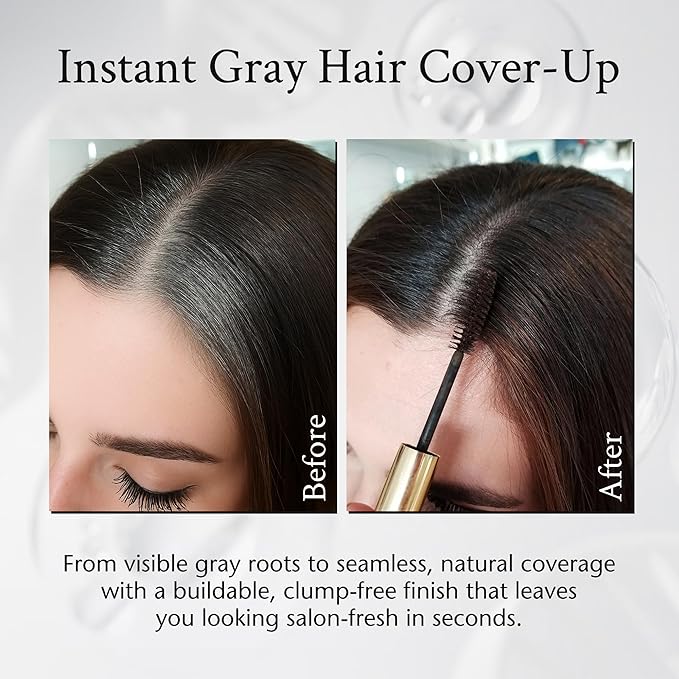 Boyd’s Brush It Away | Grey Hair Root Touch Up for Women & Men | Temporary Hair Color Mascara | Quick-Dry Water-Resistant Concealing Formula | Light Brown