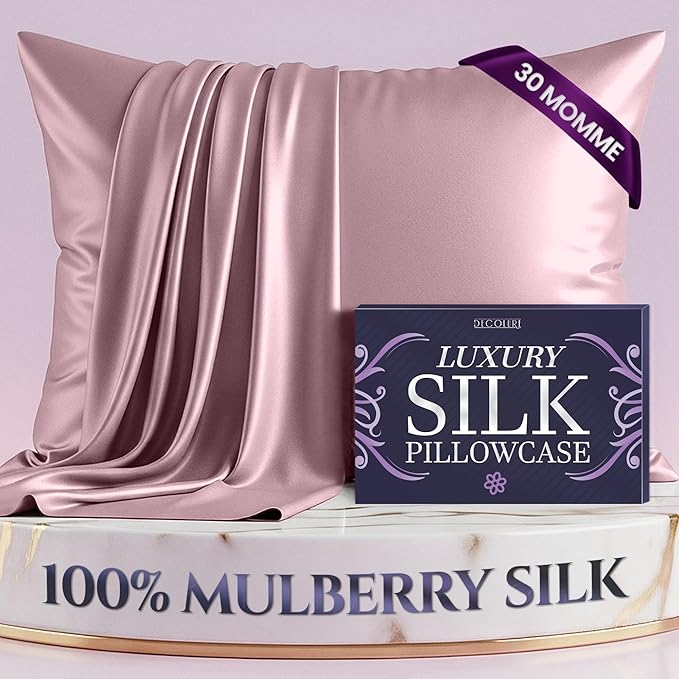 DECOLURE 100% Pure Mulberry Silk Pillow Case King Size – Highest Grade 30 Momme 6A+, Luxuriously Soft & Cooling Silk Pillowcase for Hair & Skin, Hypoallergenic, Breathable, Hidden Zipper (Coral)