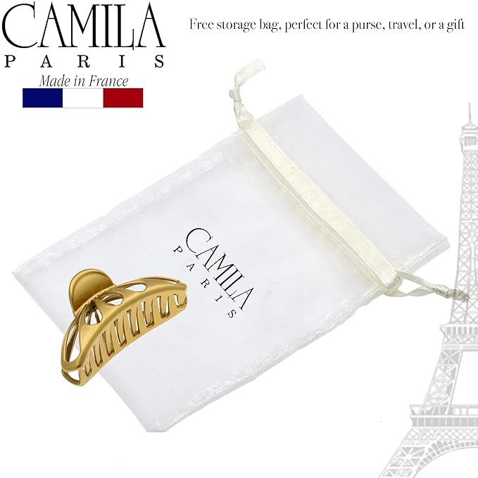 Camila Paris CP3055 2PK French Hair Clip for Women Thick Hair for Long Curly Wavy Hair, Girls Hair Claw Clips Fashion Styling Hair Accessories for Women, Strong Hold No Slip Grip, Made in France