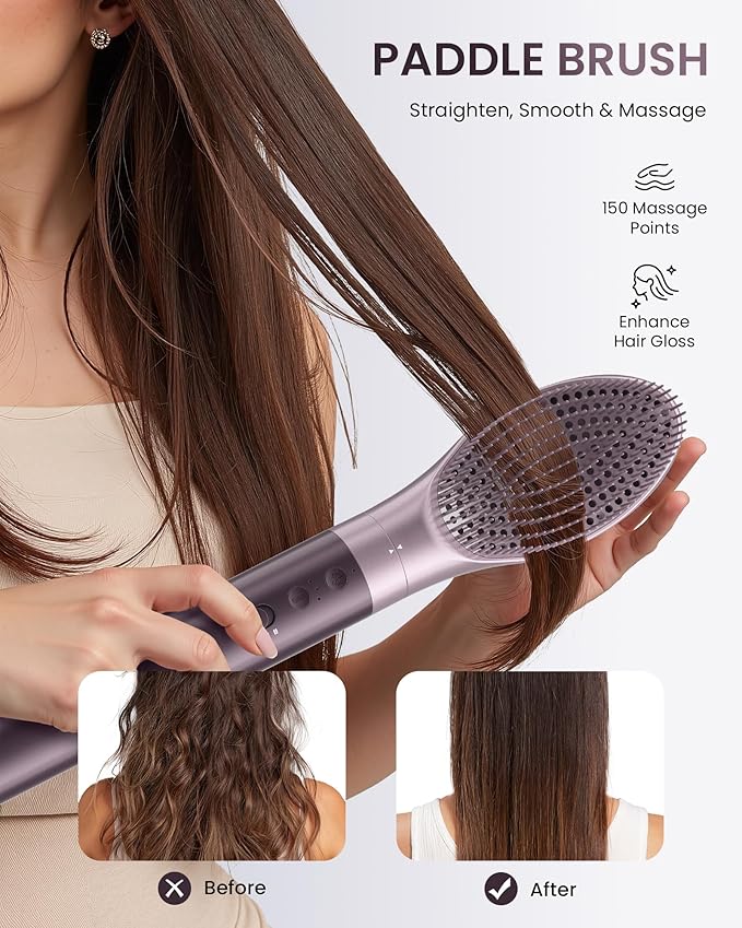 Dual Voltage Hair Dryer Brush for Travel – 5 in 1 Air Styler with High-Speed Blow Dryer, Anti-Frizz, Compact Design with Travel Bag, Ideal for Europe & Worldwide Use (100V–240V) Gift for Women