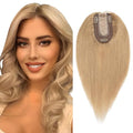 SEGO Real Human Hair Topper for Women, No Bangs Hair Topper with Anti-Slip Clips (6 Inch#27 Dark Blonde)