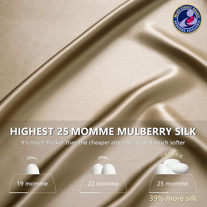 ZIMASILK 25 Momme 100% Pure Mulberry Silk Pillowcase for Hair and Skin Care, Highest Grade 6A Pillow Cases for Women, Long-Lasting Durablity, Gift for Women Men, 1Pc (Standard 20"x26", Taupe)
