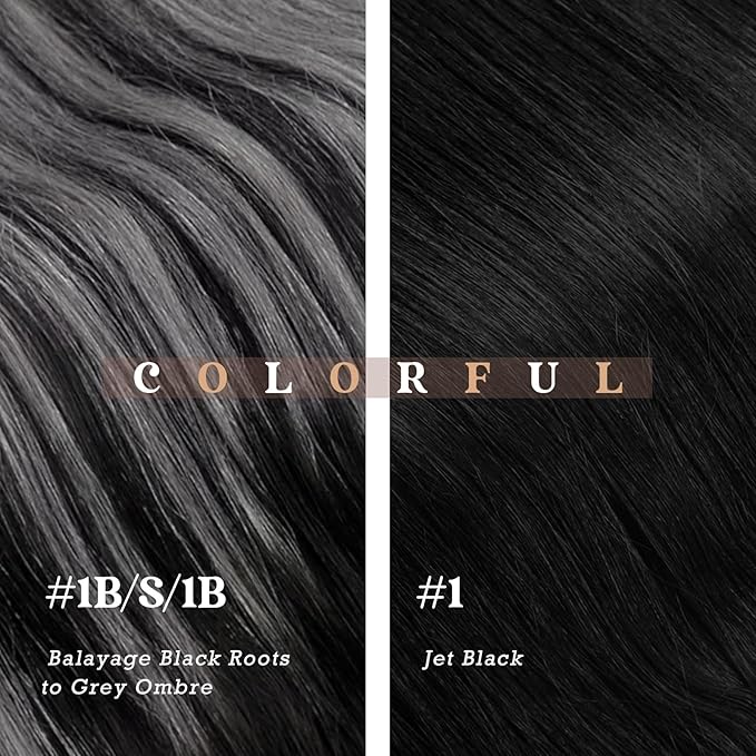 Ve Sunny Clip in Hair Extensions Real Human Hair Black Real Hair Extensions Clip ins Human Hair Grey Silver Clip in Extensions Real Human Hair Comfortable 7pcs 120g 22inch