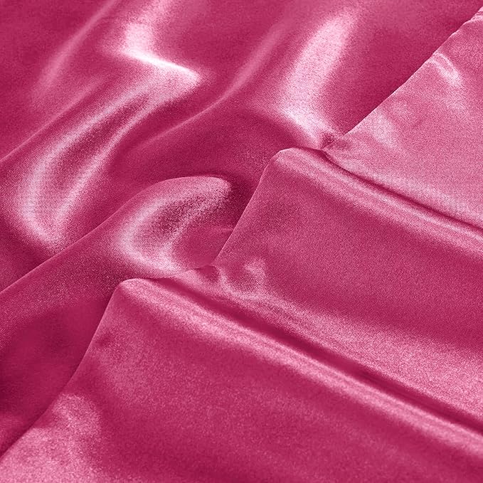 Aormenzy Satin Pillow Cases for Women Standard Size Set of 2, Hot Pink Satin Pillowcase for Hair with Envelope Closure Silky Pillow Covers Wrinkle, Fade Resistant (20x26 Inches)