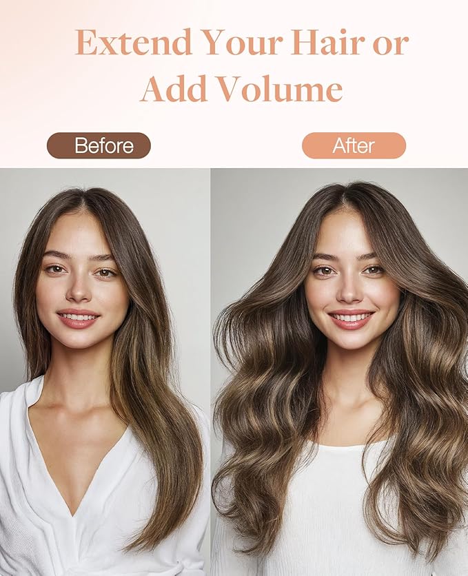 GOO GOO Invisi Edge Tape in Hair Extensions Human Hair, 4/27/4 Balayage Chocolate Brown to Caramel Blonde 10pcs injected with 10pcs classical tape ins, 20inch 50g, Virgin Remy Hair, Natural Look