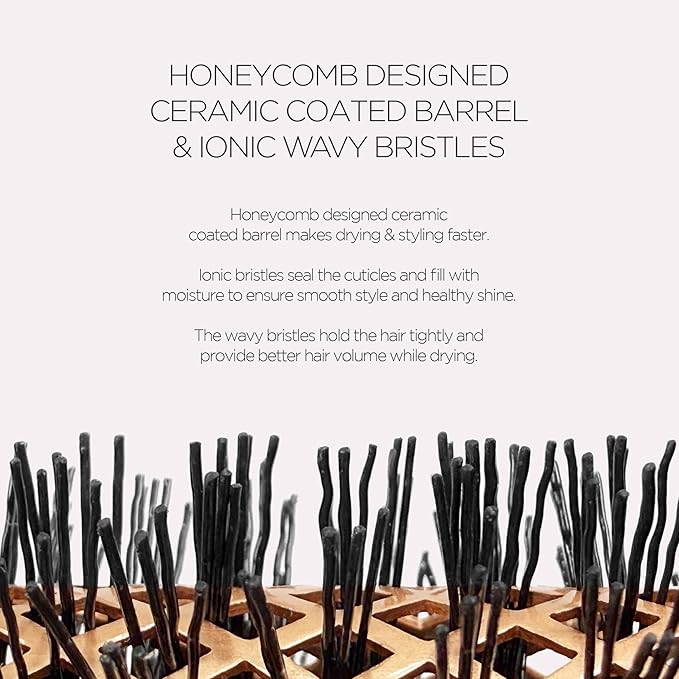 Magic Curling Round Brush (Wavy 1 Inch), Non-electronic, Self-Standing Round Quick Styling Brush, Great Blowout, Ceramic Coated/Ionic Thermal Barrel, Blowout Volume, Wave Styler