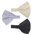 Motique Accessories Set of 3 Wide Cotton Head Band Solid Boho Yoga Style Soft Hairbands Tan Light Grey Dark Grey
