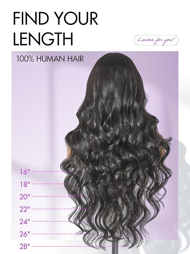 LUVME HAIR 7x6 HD Lace All-Day Comfort Wig with Bangs 200% Density Hair PartingMax Lace Wigs Loose Body Wave Lace Front Wigs Human Hair Pre Cut Plucked Lace Frontal Glueless 16 Inches