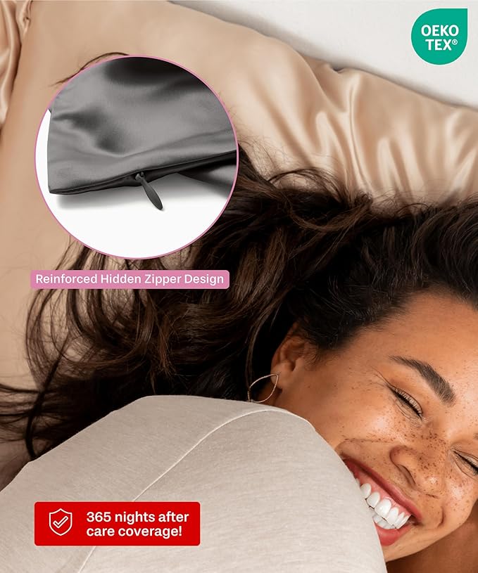 SUNDAYSILKS™ 100% Mulberry Silk Pillowcase, Silk Pillow Cases for Hair & Skin, Superior to Satin Pillowcase, with Zipper, Standard, Queen, King Sizes, Anti-Wrinkle, Cooling, Non-Slip Silk Pillowcases