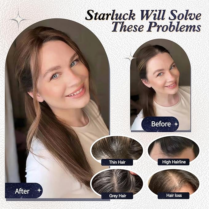 starluck Hair Toppers for Women Real Human Hair,6"*5.5"MONO Large Base,100% Real HumanHair Toppers for Women with Thinning,65g Hand-moven Topper,Gray Roots,High Volume,Ombre Light Blonde