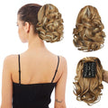 Ponytail Extension, Clip on Ponytails for Women, 9" Claw Clip in Short Curly Wavy Pony Hair Extension for Women - Medium Blonde with Blonde Highlights