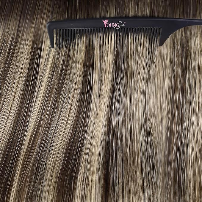 YoungSee Tape in Hair Extensions Human Hair Balayage Tape in Hair Extensions Dark Brown with Ash Blonde Balayage Hair Extension Tape-in Natural-Looking Haifor Girl 16In 20pcs 50g
