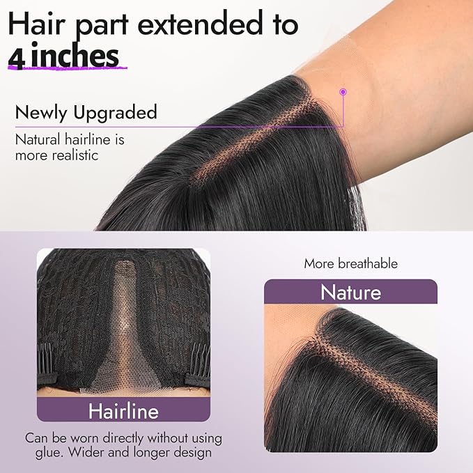 Ombre Blonde Wig for Women Long Wavy 4x1 Lace Natural Hairline Glueless for Beginners Middle Part Synthetic for Daily Party Use 26Inch