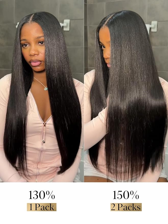 LUVME 0.59mm Zero Trace Invisible Clip in Hair Extensions, Yaki Straight 2 Pack 6 Pcs 100g 24 Inch, 100% Real Human Hair Clip Ins, Lightweight Invisible Volume for Daily Wear, Work & Parties
