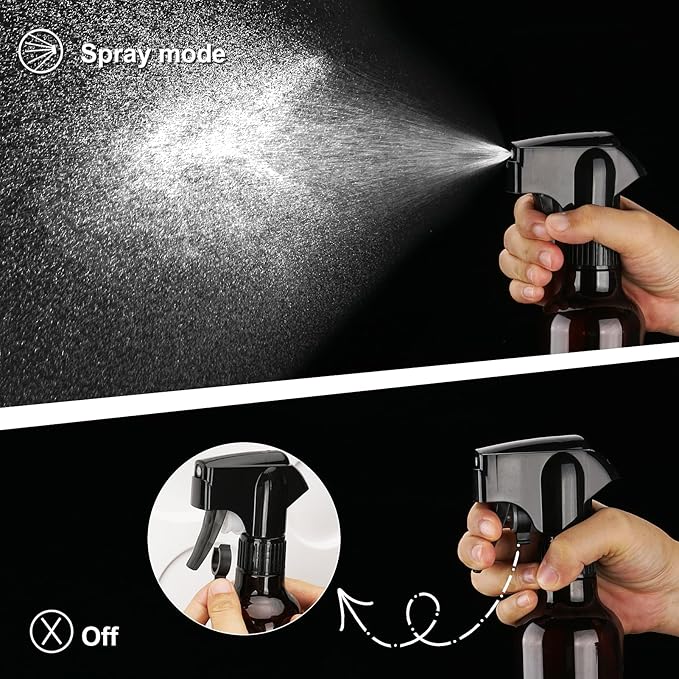 Plastic Spray Bottles 12oz Mist Continuous Spraying Bottle Heavy Duty Empty Water Spray Bottles for Hair, Cleaning Solutions, Plants，Essential Oils 1 Pack (Brown-1pcs)