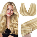 GOO GOO Tape in Hair Extensions Human Hair, 18D/22F Dirty Blonde Highlights, 12inch 40g 20pcs, Skin Weft Seamless Invisible, Silky Straight with Thick Ends, Remy Human Hair