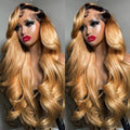 Honey Blonde Lace Front Wigs Human Hair 13x6 Ombre HD Transparent Lace Frontal Wig 12A Body Wave Ombre Blonde 1B/27 Lace Front Wigs Highlight Glueless Human Hair Wigs for Women Pre Plucked 26inch