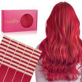 WENNALIFE Tape in Hair Extensions, 40pcs 80g 12 Inch Red Human Hair, Straight Invisible Reusable Real Extensions