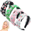 Norme 4 Pcs Mahjong Headbands Mahjong Tiles Knotted Headbands Trendy Wide Mah Jong Knotted Hairbands Colorful Fabric Non Slip Fashion Top Hair Accessories Mah Jong Gifts for Women Girls, 4 Styles