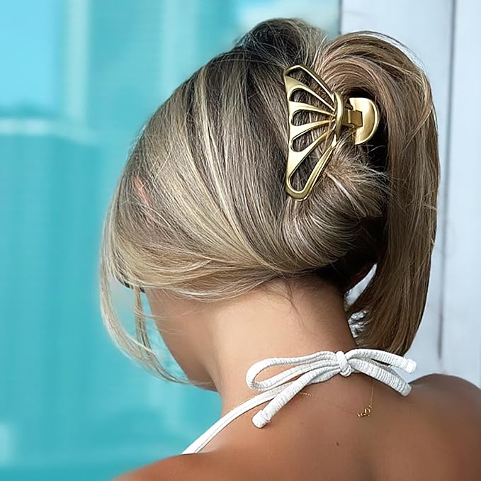 Camila Paris CP3055 French Hair Clip for Women Thick Hair for Long Curly Wavy Hair, Gold, Girls Hair Claw Clips Fashion Styling Hair Accessories for Women, Strong Hold No Slip Grip, Made in France