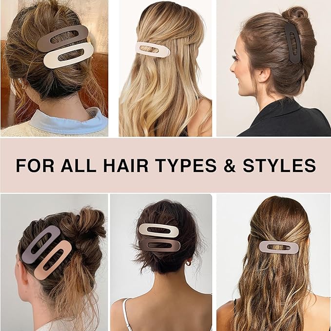 6 PCS Flat Claw Clips, Large Lay Flat Hair Clips for Women Girls, Strong Hold Non-slip Hair Claws for Thick Thin Hair (Matte 5)