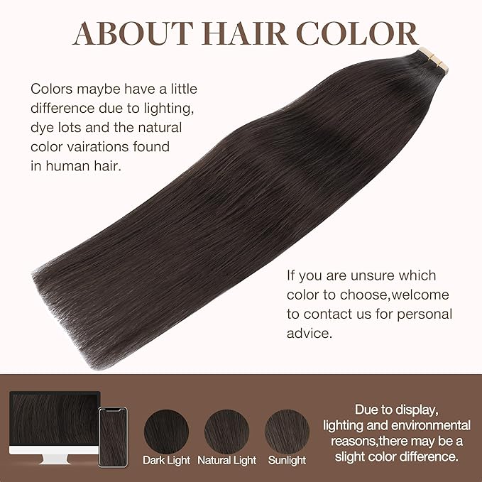 GOO GOO Tape in Hair Extensions Human Hair, 2A Light Brown, 26inch 120g 40pcs, Skin Weft Seamless Invisible, Silky Straight with Thick Ends, Remy Human Hair