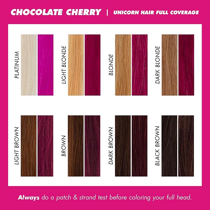 Lime Crime Full Coverage Unicorn Hair Dye, Chocolate Cherry - Damage-Free Semi-Permanent Hair Color Conditions & Moisturizes - Temporary Hair Tint Kit Has A Sugary Citrus Vanilla Scent - Vegan