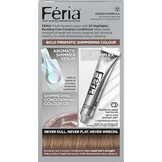 L'Oreal Paris Feria Multi-Faceted Shimmering Permanent Hair Color, B61 Downtown Brown (Hi-Lift Cool Brown), Pack of 1 Hair Dye Kit