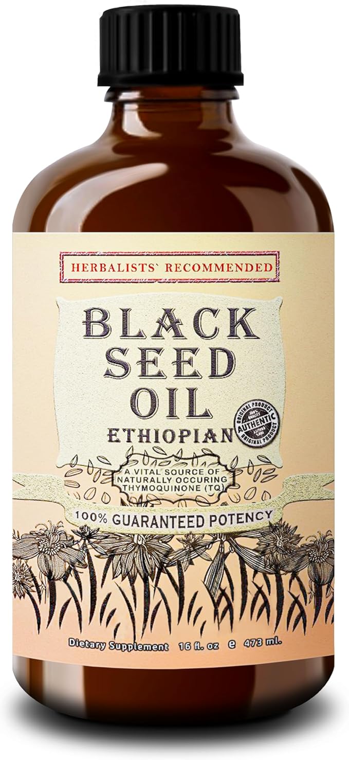 Ethiopian Black Seed Oil 16oz – Extra Strength 3x Thymoquinone – 100% Pure Cold-Pressed Nigella Sativa – Immune, Joint, Hair and Skin Support