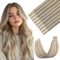 Youngsmile Injection Tape in Hair Extensions Human Hair #18P613 Ash Blonde with Bleach Blonde Real Human Hair 20pcs 45g 20 Inch Injected Tape in Hair Extensions Seamless Tape ins (#18P613,20'')