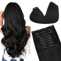 GOO GOO Clip in Hair Extensions Real Human Hair, Remy Human Hair Extensions Clip ins for Women, Natural Human Hair, 18inch 170g 9Pcs, #1B Natural Black