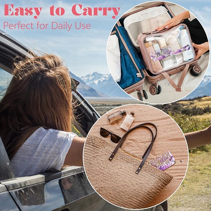 Wide Tooth Comb,Effortless Tangle Removal for Curly, Wet, Long Hair Wet,Cute Aesthetic Design for Women Men and Girls (Purple-03)