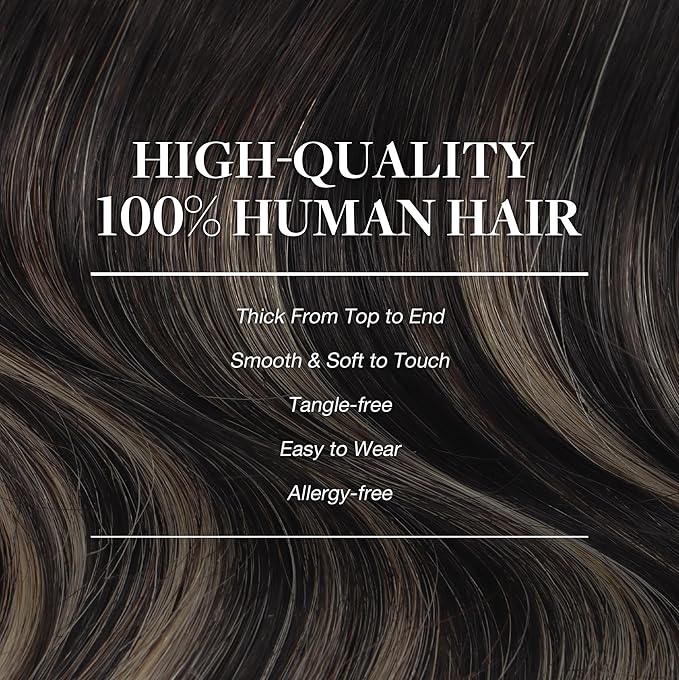 GOO GOO Clip in Hair Extensions Real Human Hair, Remy Human Hair Extensions Clip ins for Women, Natural Human Hair, 18inch 120g 7Pcs, 1B/16/1B Balayage Natural Black to Light Blonde