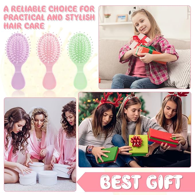 HOFASON 8 PCS Mini Wet Hair Brush, Easter Basket Stuffers for Women Teens Girls Kids, Christmas Stocking Stuffers, Small Gifts for Teen Girls Women, Bachelorette Party Favors, Valentines Day Gifts