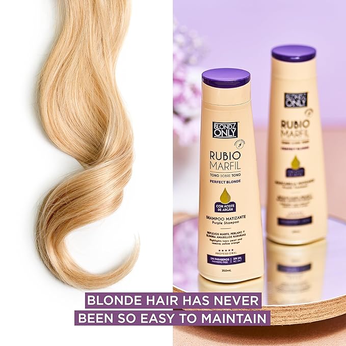 Hair Purple Toning Mask | Eliminates Brassiness | Neutralizes Yellow & Orange Tones | Rubio Marfil Blonde Pearl with Argan Oil Perfect Blonde (Beige) 11.8 Fluid Ounce (350 ml)