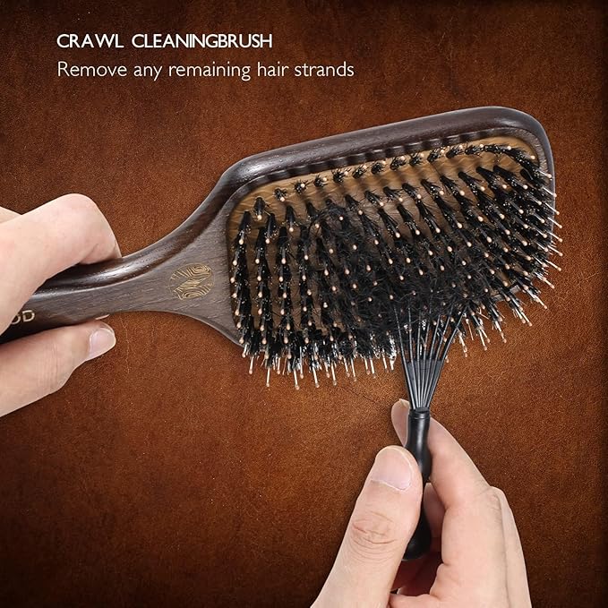 Boar Bristle Hair Brush Set, Soft Bristle Detangler for Long, Short, Thin, Curly, Straight, or Wavy,Hairbrush for Enhancing Shine,Great for Men, Women, and Kids