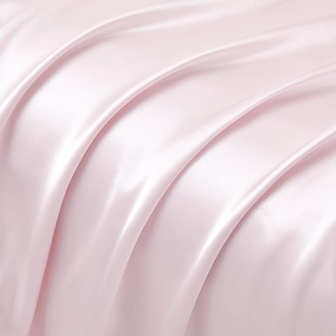 King Size Satin Pillowcase Set of 2 with Envelope Closure,Blush Pink Silk Pillowcase for Hair and Skin (20x36)