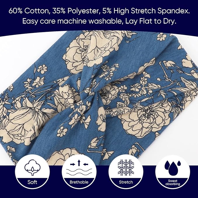 Extra Wide Headbands for Women Large Turban Headband Non Slip Boho Elastic Hairband Hair Twisted Knot Head Bands Accessories
