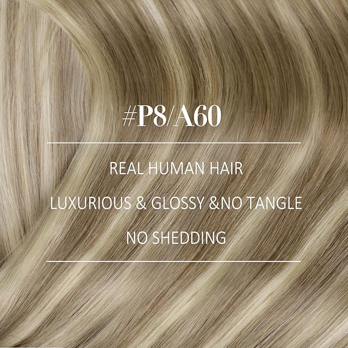 YoungSee Human Hair Sew in Extensions Highlight Straight Hair Extensions Weft Light Brown with Blonde Highlight Sew in Hair Extensions Real Human Hair for Women 18In 100G