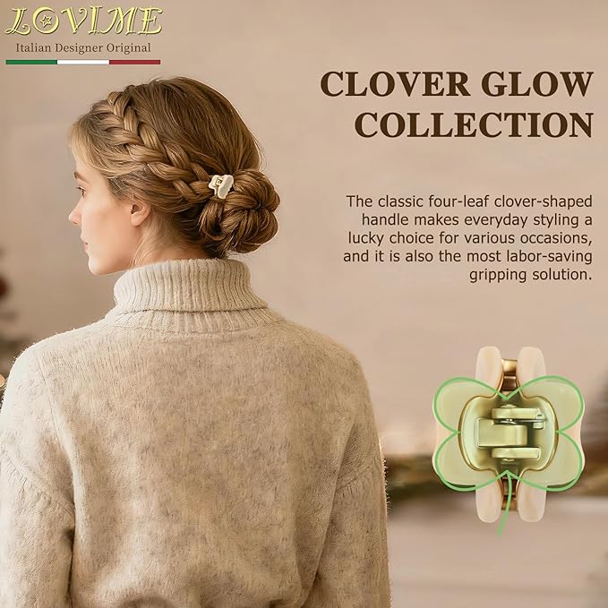2026 Premium Durable Hair Claw Clip for Women, Original Italian Designed Strong Grip Hair Bang Clips for Thin Hair, No Slip Jaw Clips with Gift Box for Christmas Birthday Girls, 1.2" Beige Minimal