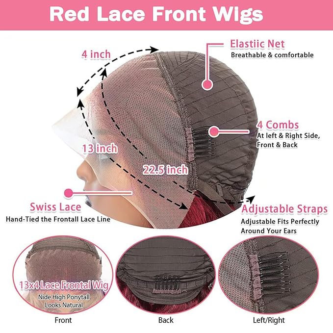99J Burgundy wig human hair 13x4 body wave lace front wigs human hair 180 Density Pre Plucked Glueless Wine red colored lace front wig for Women 30inch