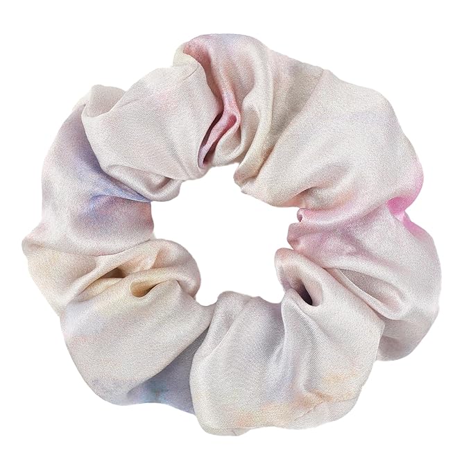 LILYSILK Silk Charmeuse Scrunchy -Ponytail Holder -Scrunchies For Hair Sleep Cute- Tie Dye Silk Scrunchies For Women Soft Hair Care (Pink-Purple Watercolor)