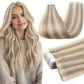 Full Shine Invisible Machine Remy Tape in Human Hair Extensions Color 18 Ash Blonde and 613 Blonde 16 Inch Injection Tape ins Extensions 20 Pcs 40 Grams Seamless Skin Weft Brazilian Natural