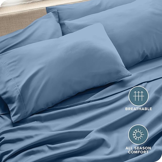 Bare Home Microfiber Bulk Pillow Cases - Standard/Queen Size Set of 4 - Cooling Pillowcases - Double Brushed - Coronet Blue Pillowcases 4 Pack - Easy Care (Standard - 4 Pack, Coronet Blue)
