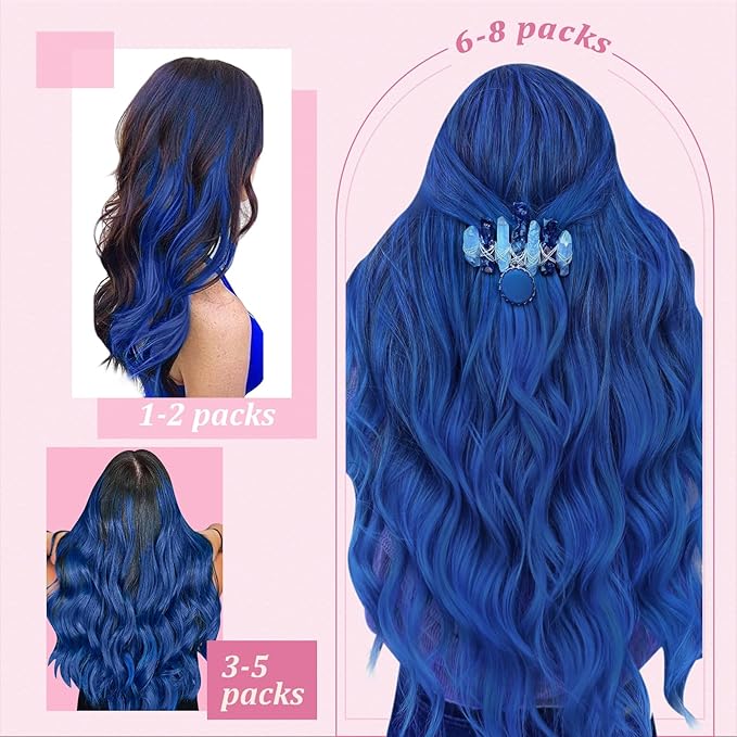 YoungSee I Tip Hair Extensions Human Hair Blue Itip Hair Extensions Real Human Hair Colored 14 Inch I-Tip Extension Pre Bonded Hair-Extensions I Tip Softness for DIY 40s 25g