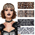 Meifuly 4 Pack Fashion Grommet Wide Headbands for Women, Hollow Out Eyelets Elastic Wide Headband, Y2k Girls Punk Grunge Stretchy Hair Accessory