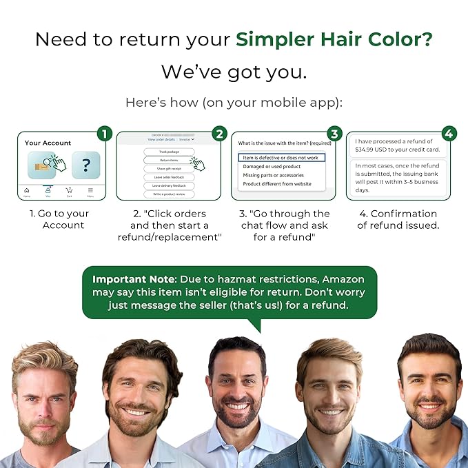 Simpler Hair Color for Men Kit for Full Gray Coverage - Light Brown Men’s Hair Dye - Easy Hair or Beard Dye for 100% Gray Coverage - Ammonia Free Hair Color, Beard Coloring for Men